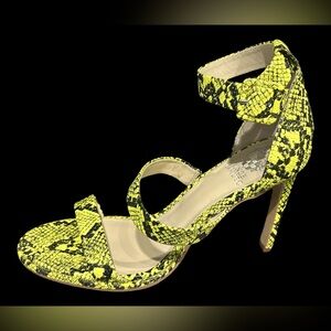 Vince Camuto Lime Green & Black Leather Snakeskin Stiletto Heels Women’s Size 11